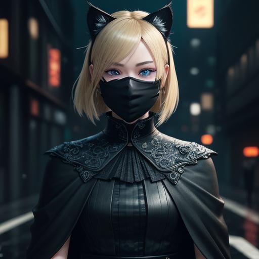 Dark Anime Portrait: Blonde Assassin in Cyberpunk Cityscape