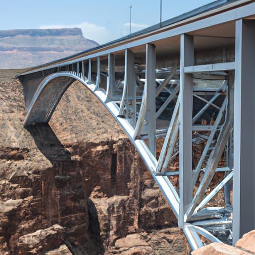 Modern Concrete Bridge Spanning Grand Canyon