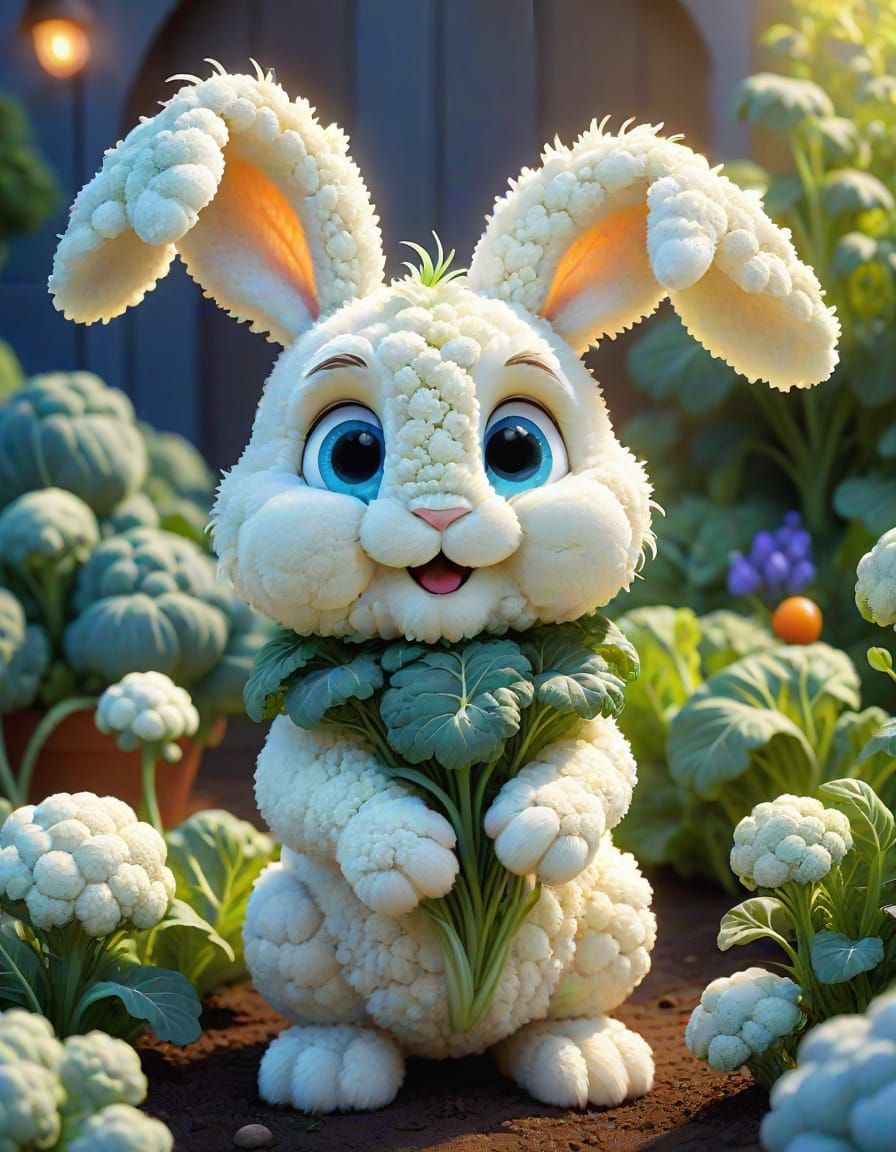 Cauliflower Bunny: A Whimsical 3D Pixar Creation