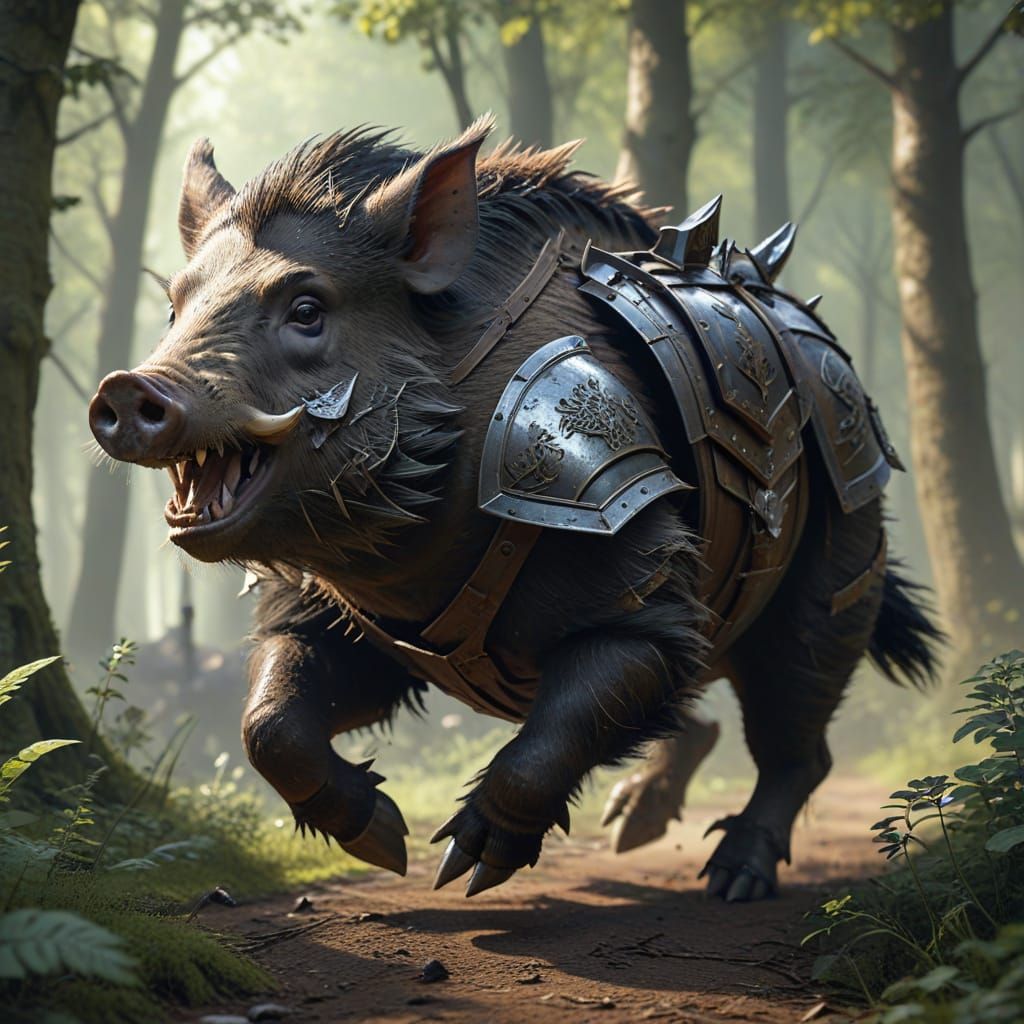 Medieval Boar Knight Charges Through the Forest in 3D Anime ...