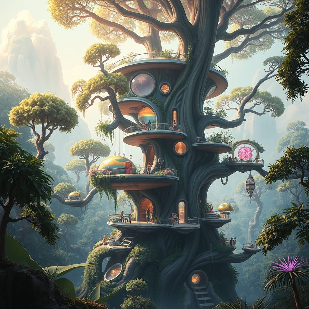 Futuristic Treehouse Blends Nature and Technology