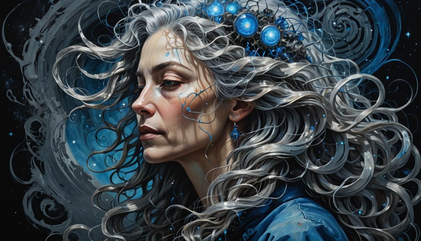 Surreal Eldritch Portrait of Wind Goddess in Renaissance Sty...