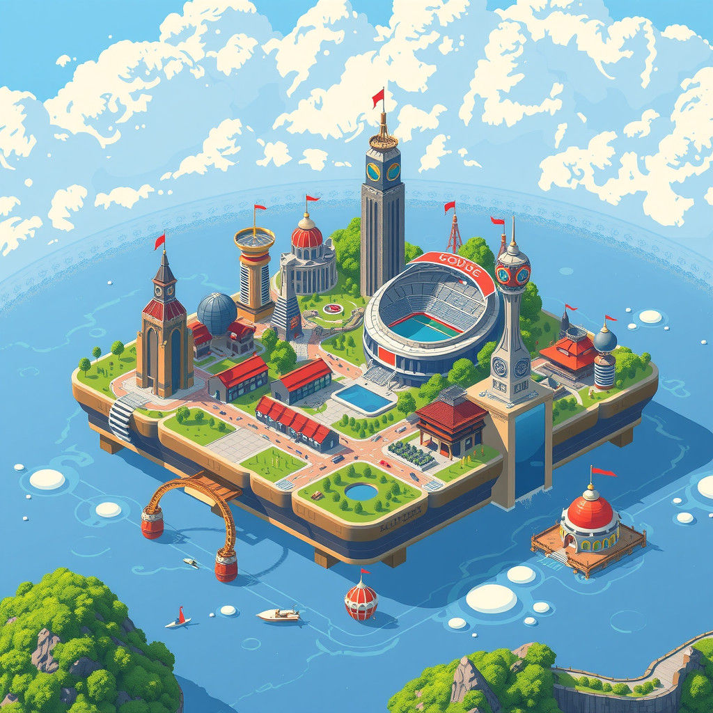 Futuristic Eco City Map in 8-bit Pixel Art