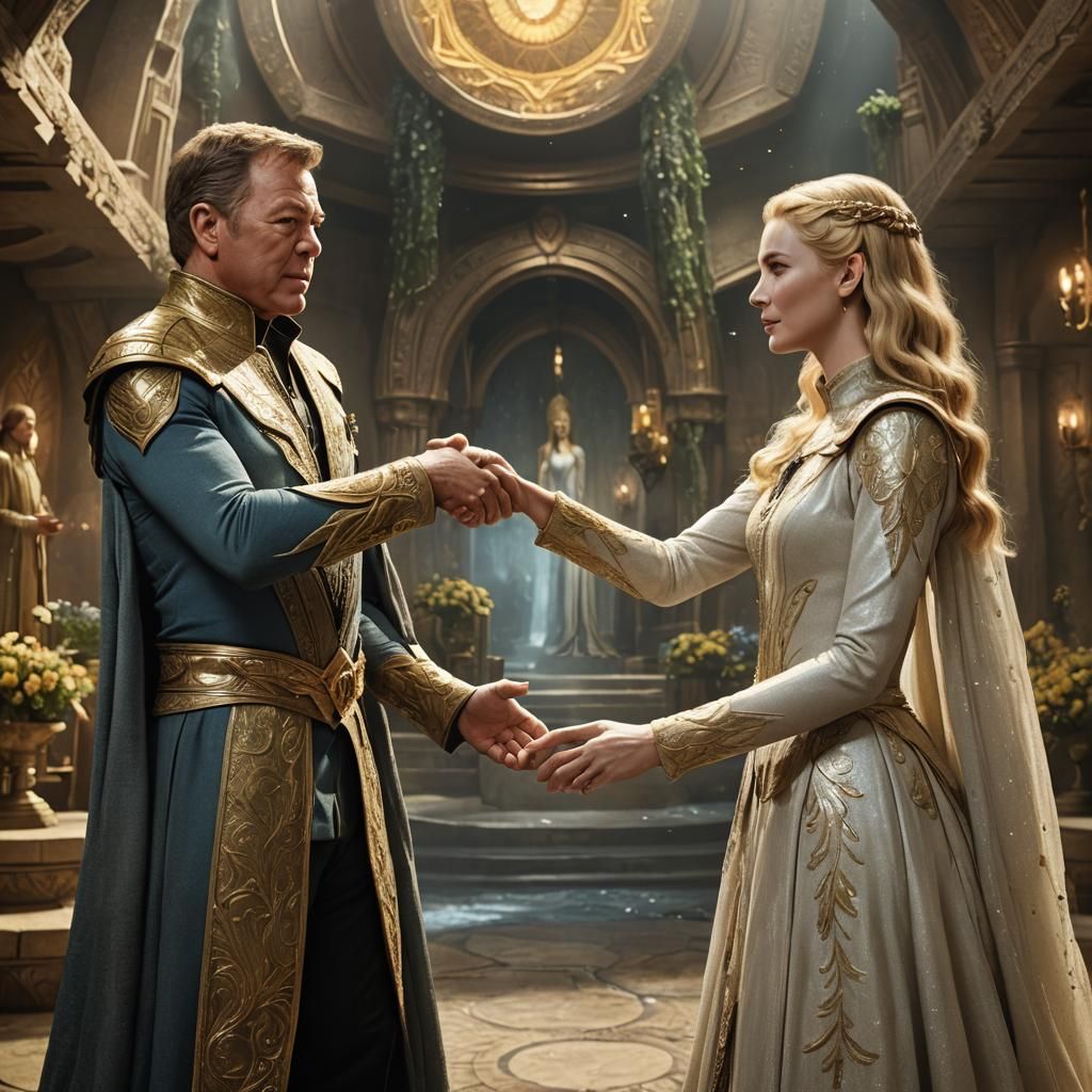 Captain Kirk and Galadriel on Enterprise: Digital Art