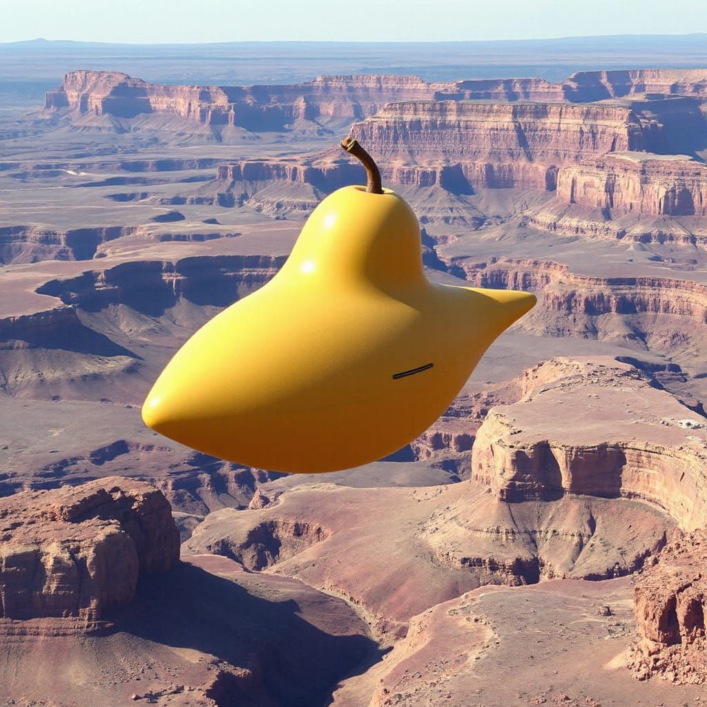 Pear-Shaped Alien Spaceship Over Grand Canyon
