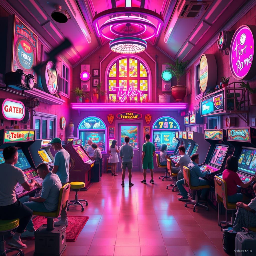Lively Stately Home with Arcade Games in Retro-Futuristic St...