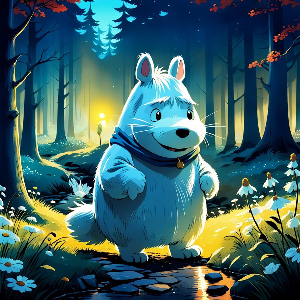 Moomin in Anime Style, Cel-Shaded Art