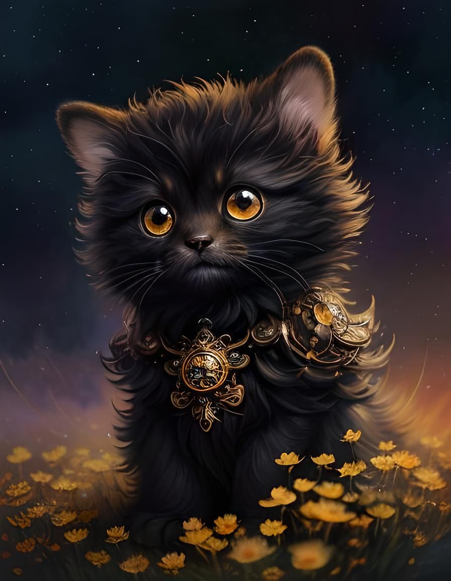 Steampunk Creature Playing in Flower Rain: Oil Painting