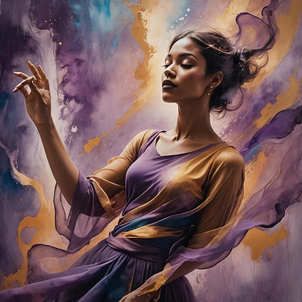 Soul Girl in Mystical Realm with Ethereal Colors