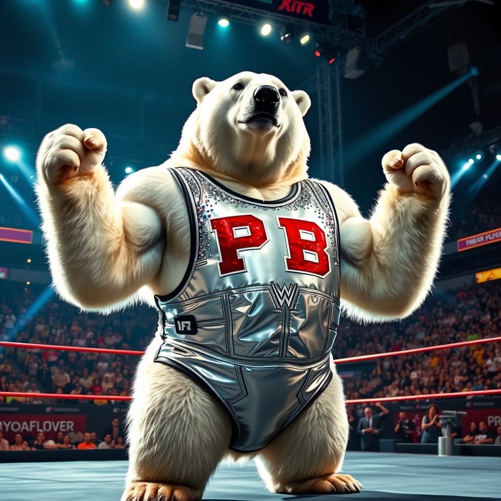 Polar bear as a professional wrestler