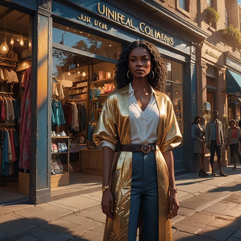 Nina Coleman Outside Clothing Shop, Digital Art