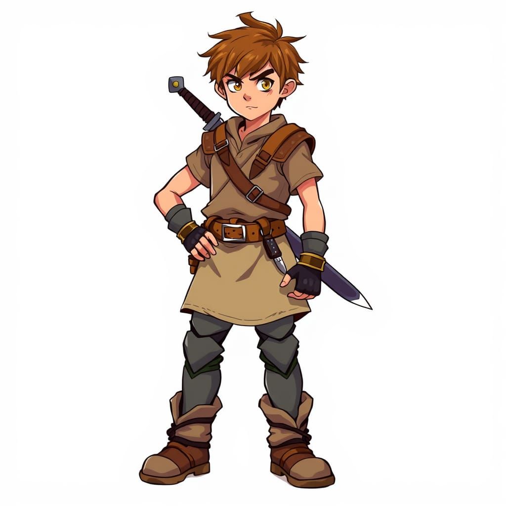 Confident Fantasy Warrior in Vibrant Cartoon Style