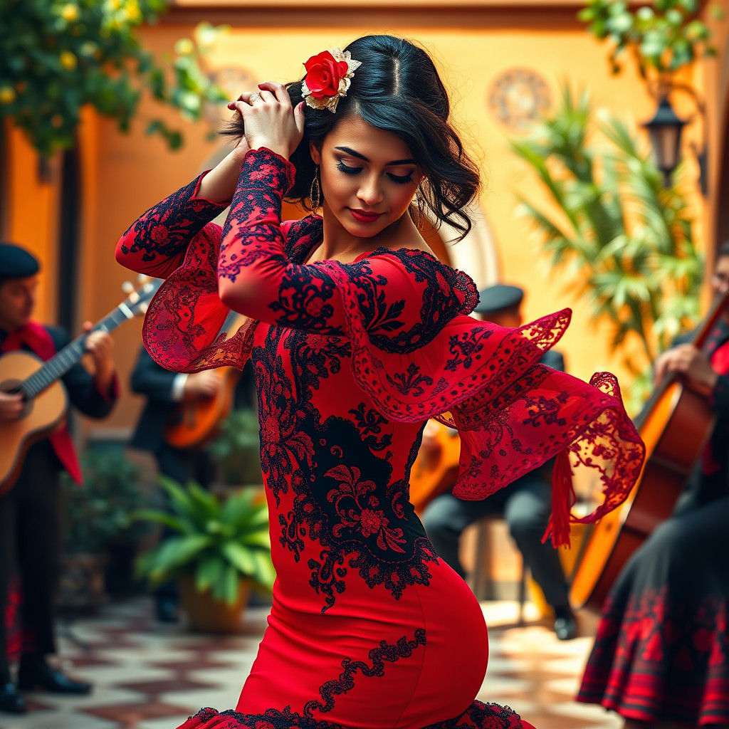 Passionate Flamenco Dancer in Retro Style