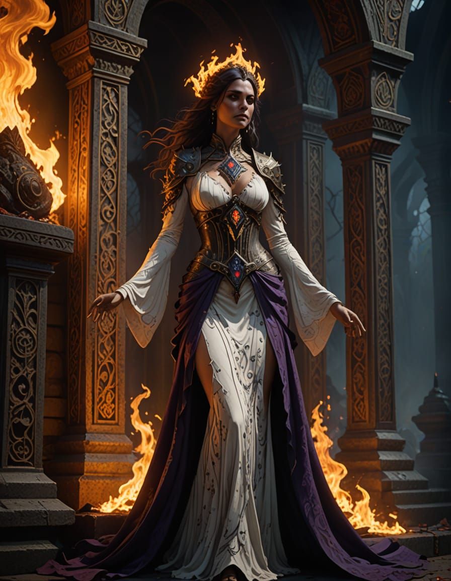 Ethereal Dark Gothic Necromancer in a Haunting Shrine Settin...