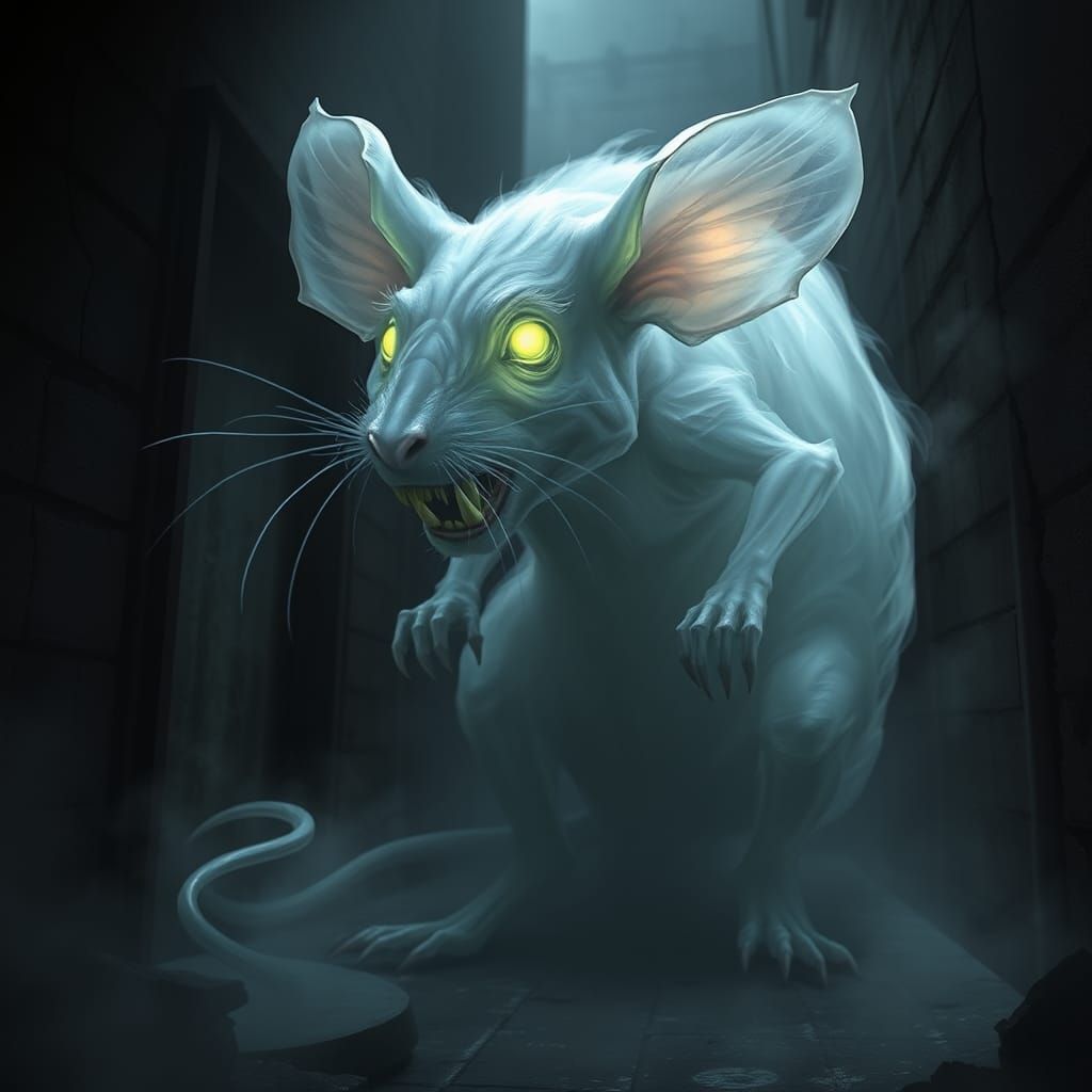 Ghostly Giant Rat in Ethereal Gothic Style