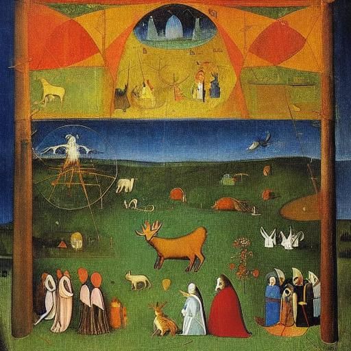 Harmonious Fairy Tale Scene in Rothko and Bosch Style