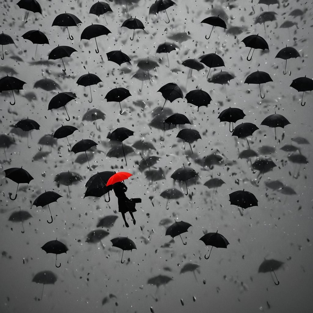 (Army of Dive Bombing Mary Poppins Floating Down With Her Umbrellas:1.5)