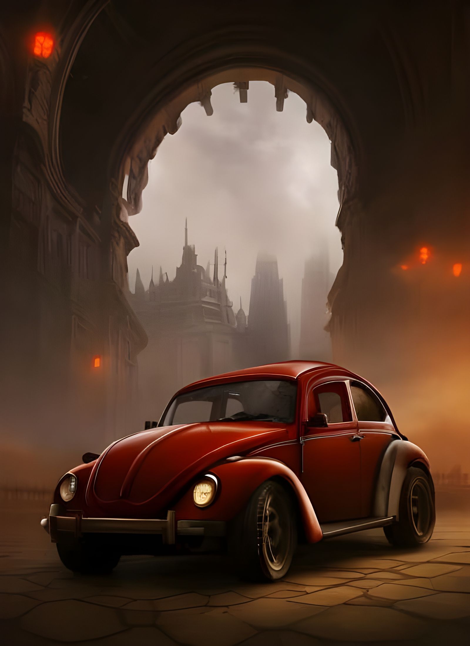 Red Beetle Plays Chess: Epic Digital Painting