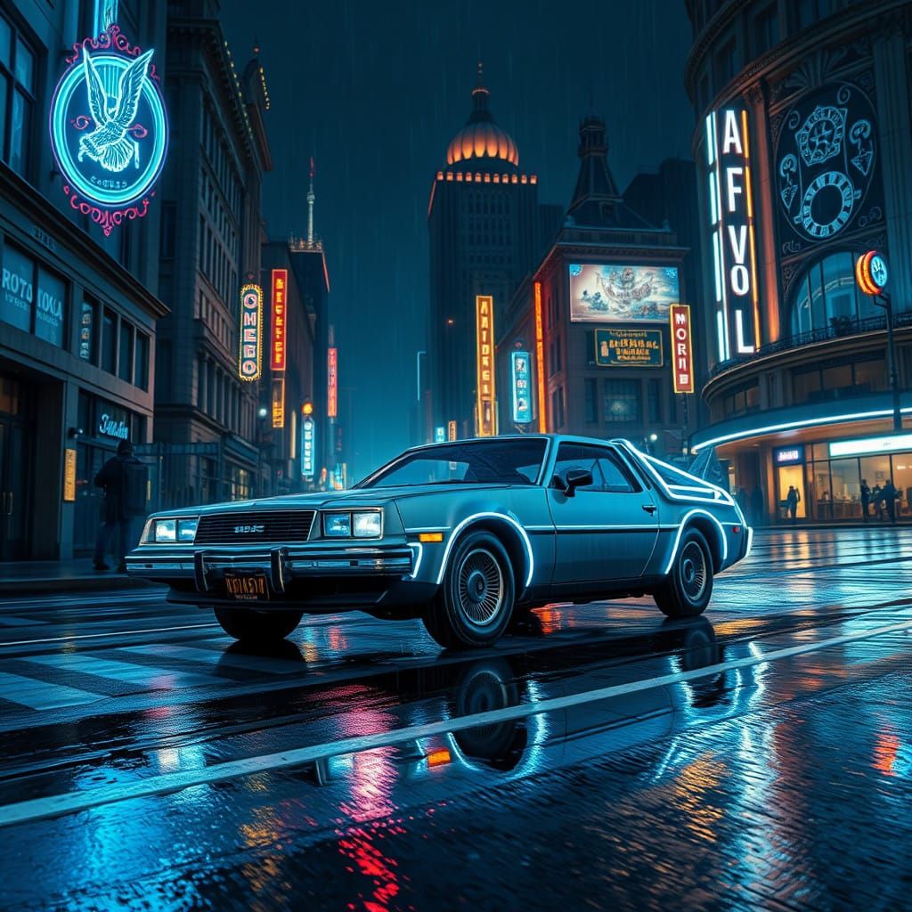 Timeless Soviet Car Speeds Down Neon-Lit City Street in Art ...