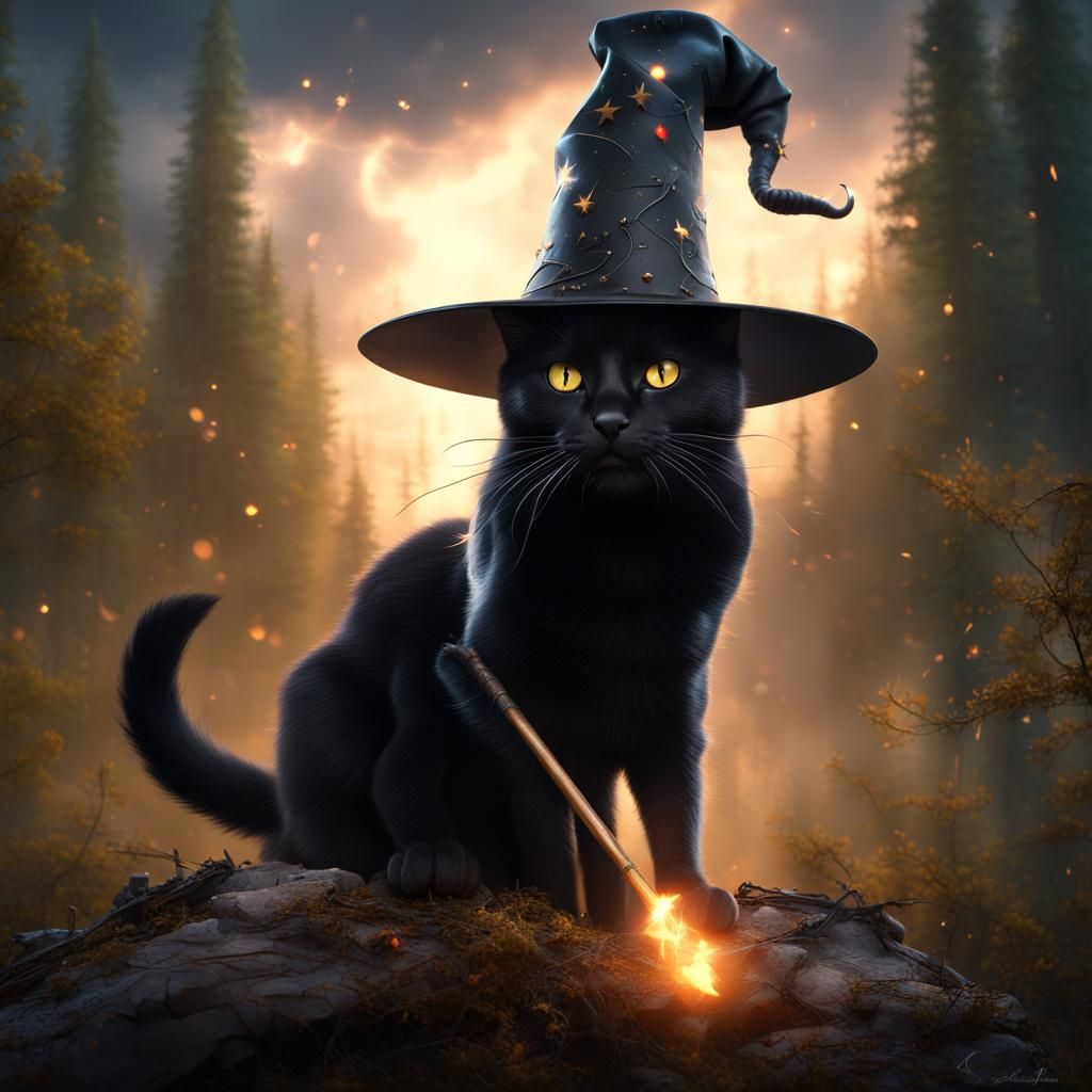 Bombay Cat Wizard in Fantasy Art Style
