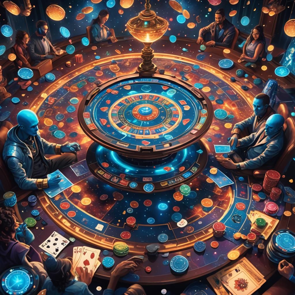 Cosmic Poker Game of Blue Gods in Astral Universe