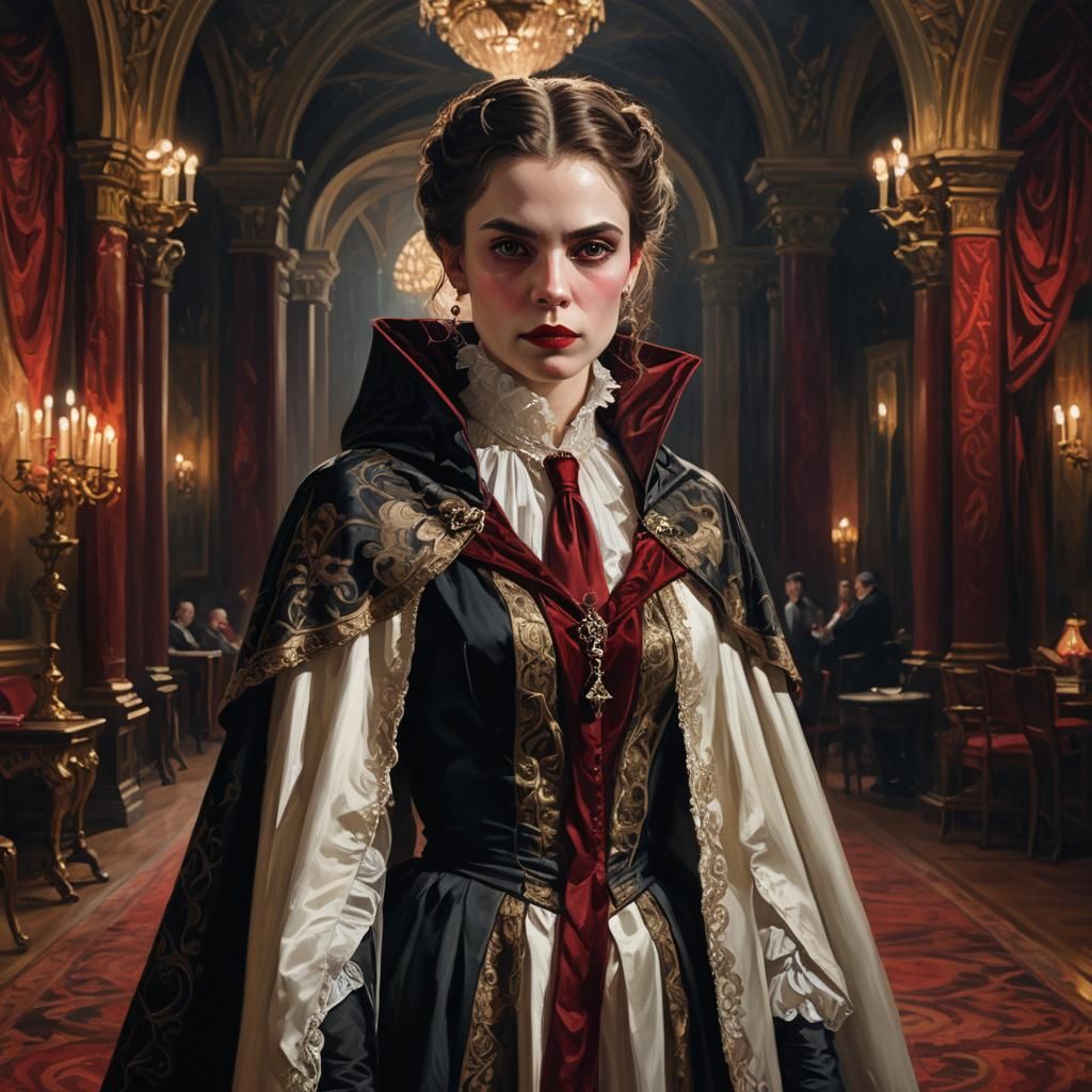Elegant Vampire in White Tie, Classical Realism