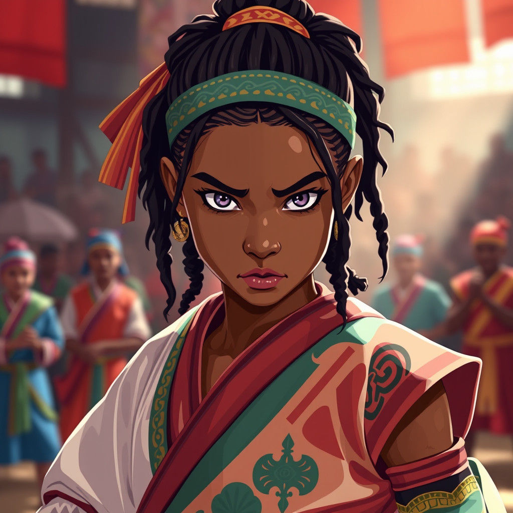 Ethiopian Warrior Maiden in Anime Fighting Tournament