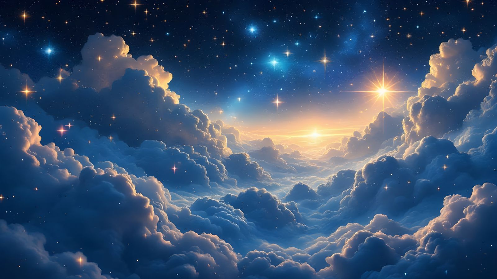 Surreal Winter Solstice Night Sky with Divine Beams