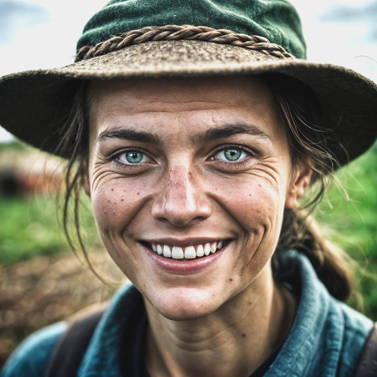 Realistic Portrait of a Smiling Farmer