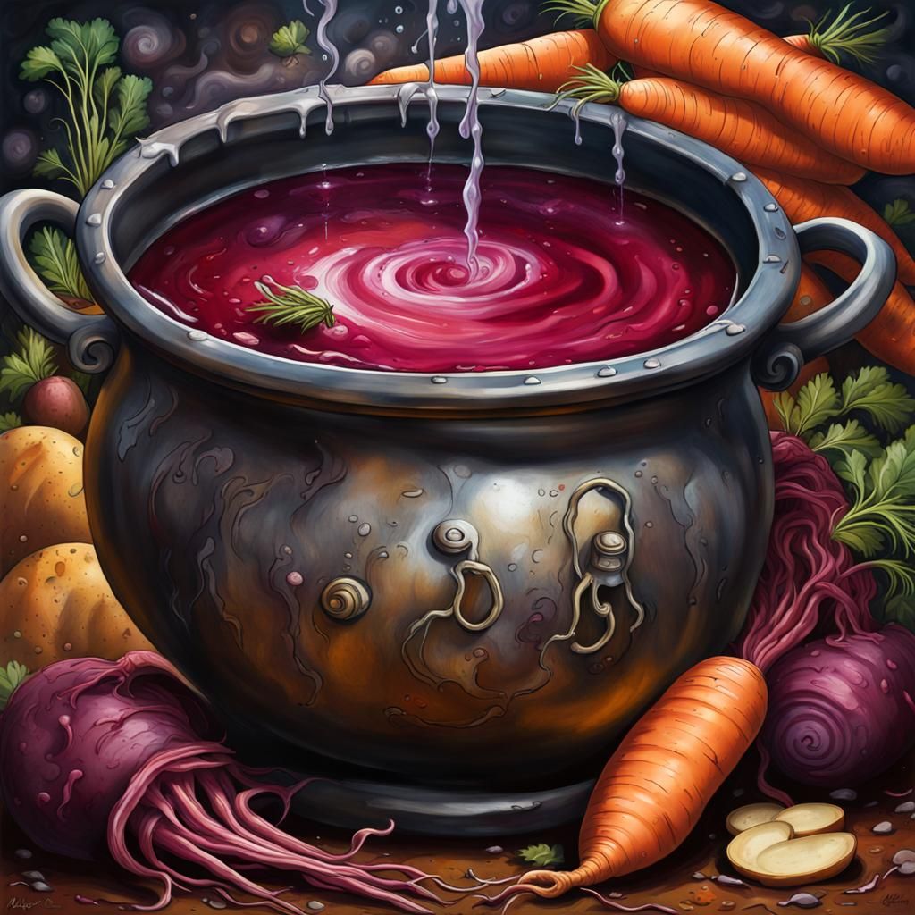 Colorful Witch's Cauldron Soup in Graffiti Art Style