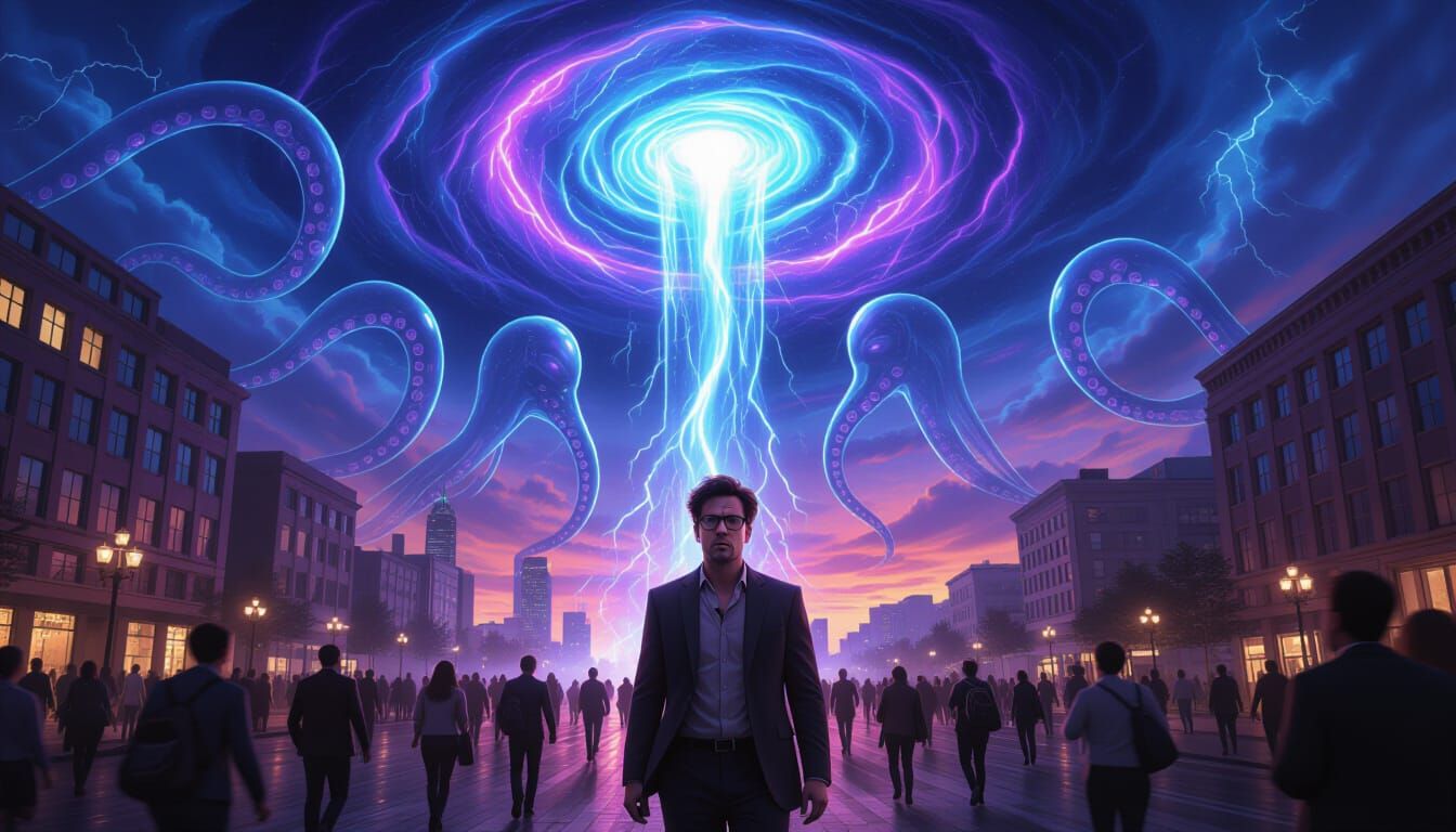 Cosmic Invasion Meets Indifference in City Square