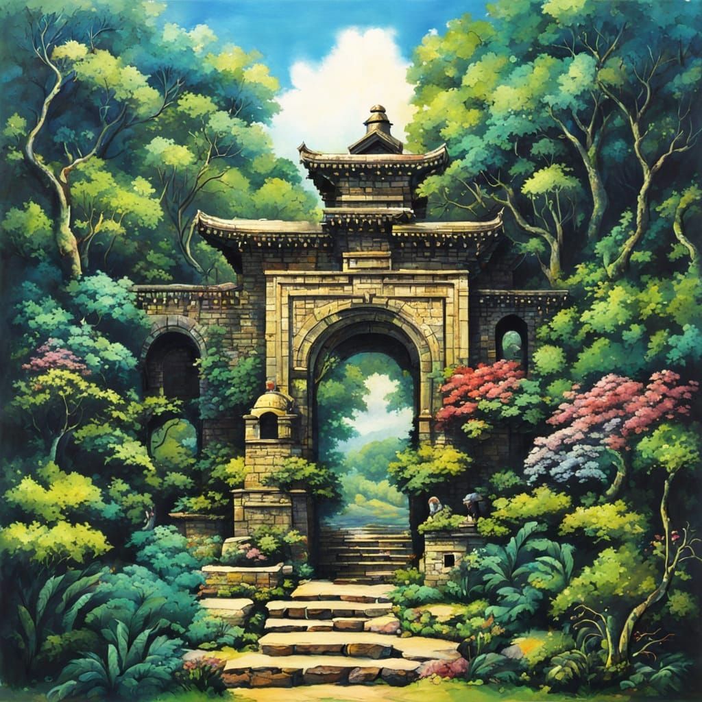 Ethereal Ancient Goddess Awakens in a Futuristic Landscape