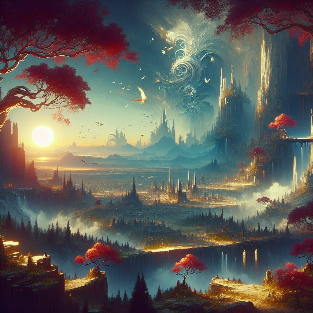 Fantasy Open-World Game Splash Screen Concept Art