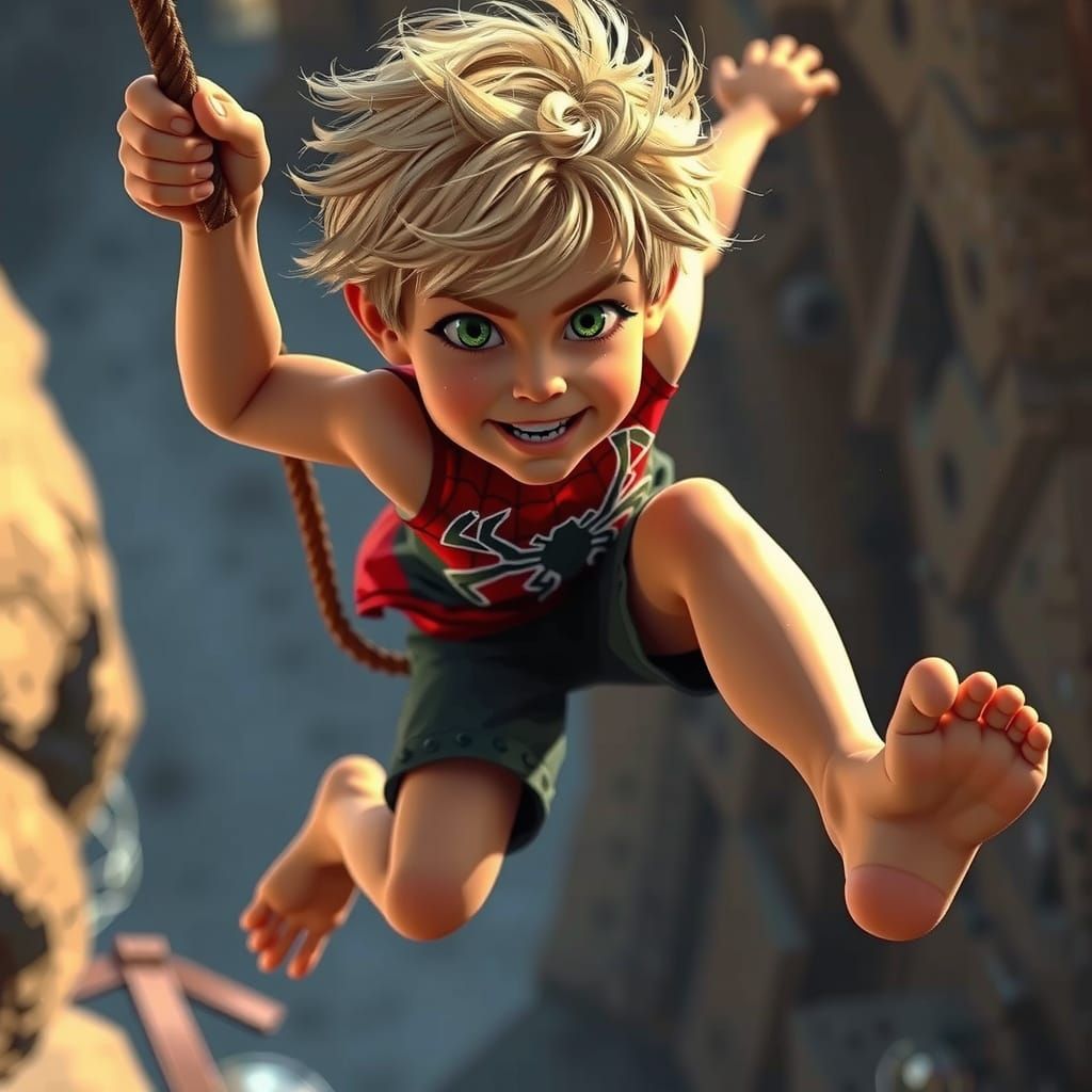 Heroic Spiderboy Poses in Urban Cityscape