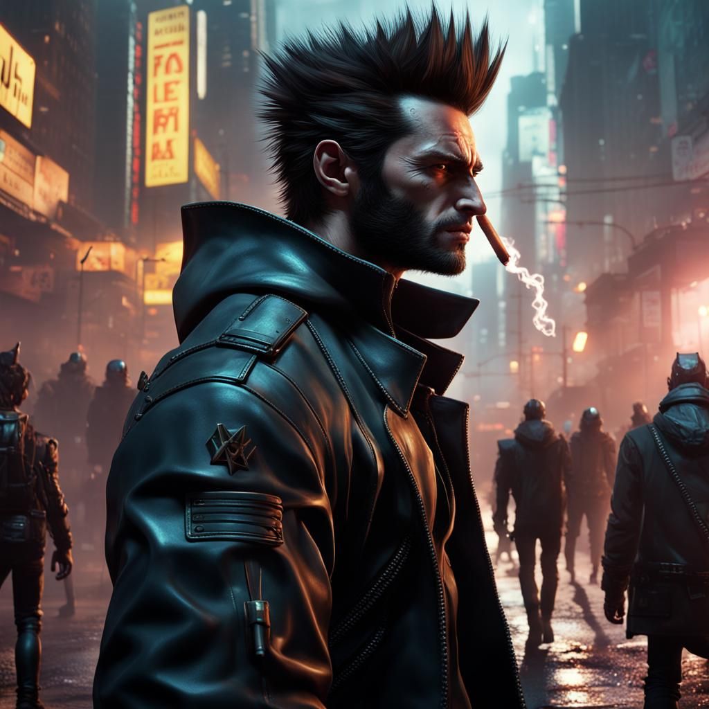 Teen Punk Wolverine in Tech Noir City