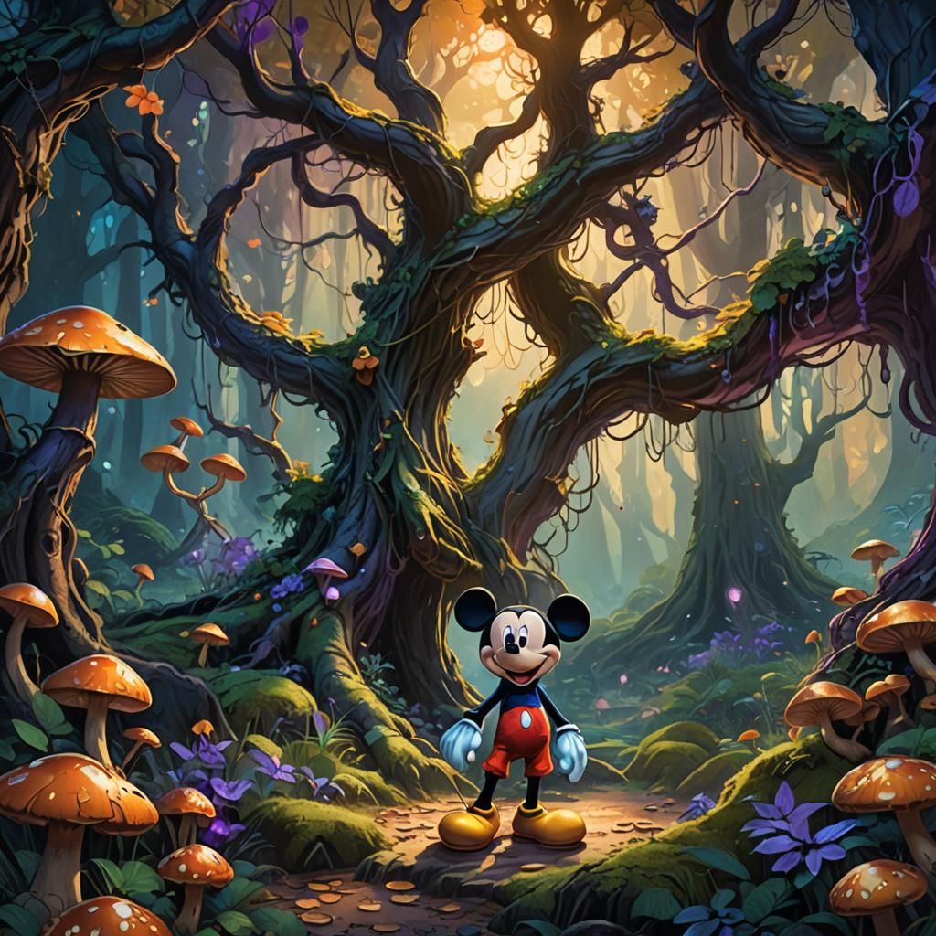 Mickey Mouse in Enchanted Forest Concept Art