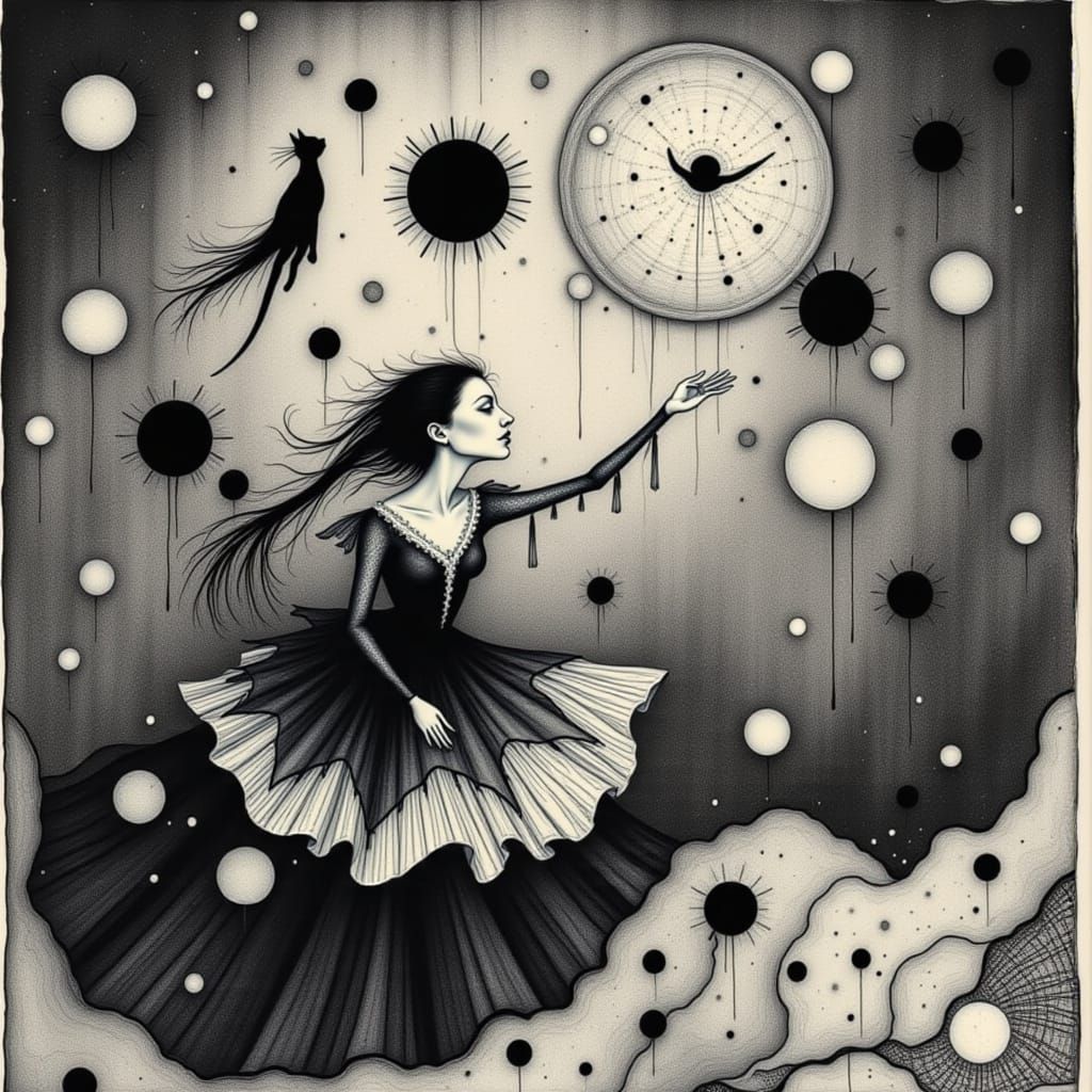 Steampunk Fairy Witch Menacing Cat in Globe