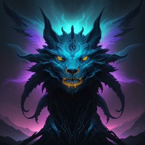 Celestial Flame Hound in Azure Starlight