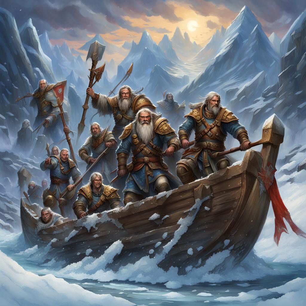 Vikings Arriving on New Shores in Astral Illustration