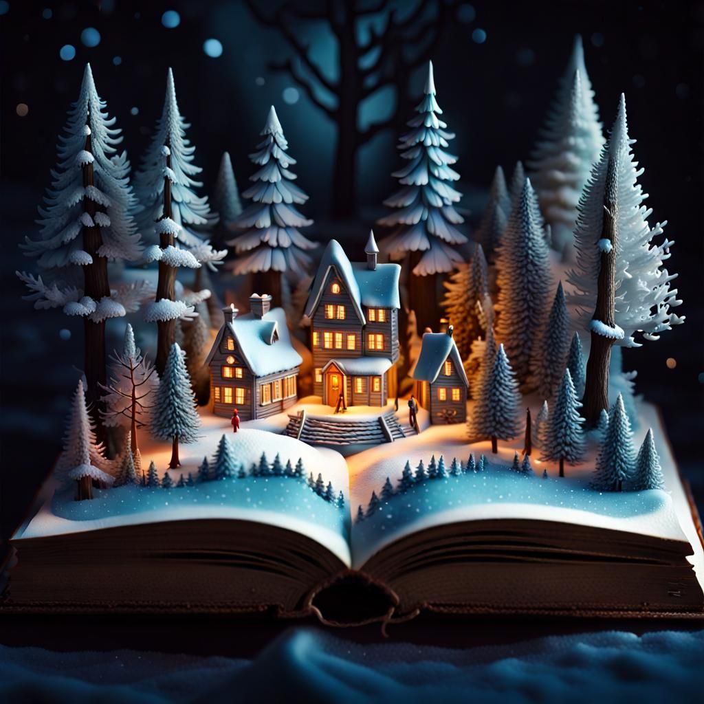 Magical Winter Christmas Tale in Papercraft Style