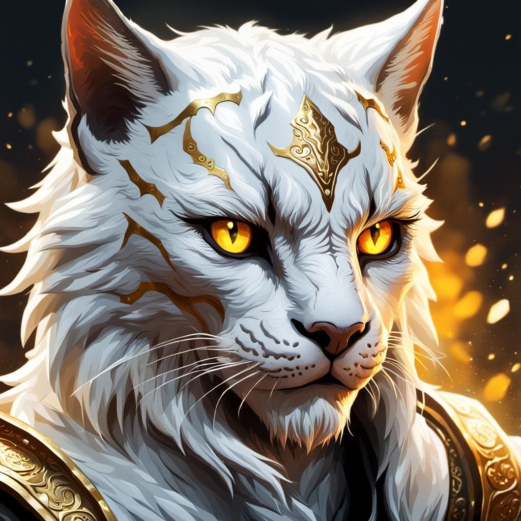 Hyperrealistic Khajiit Male Portrait with Golden Eyes