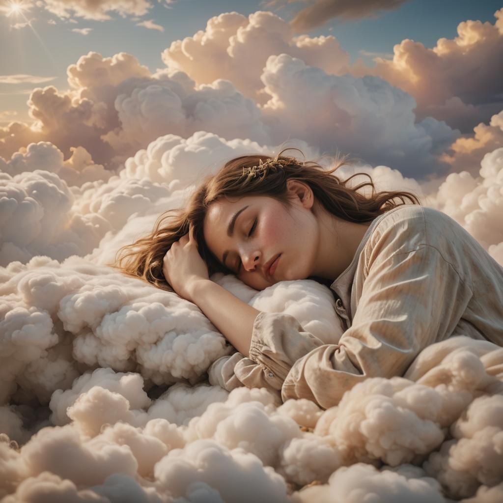 Dreamy Cloudscape: Soft Focus Photography of Sleeping Person