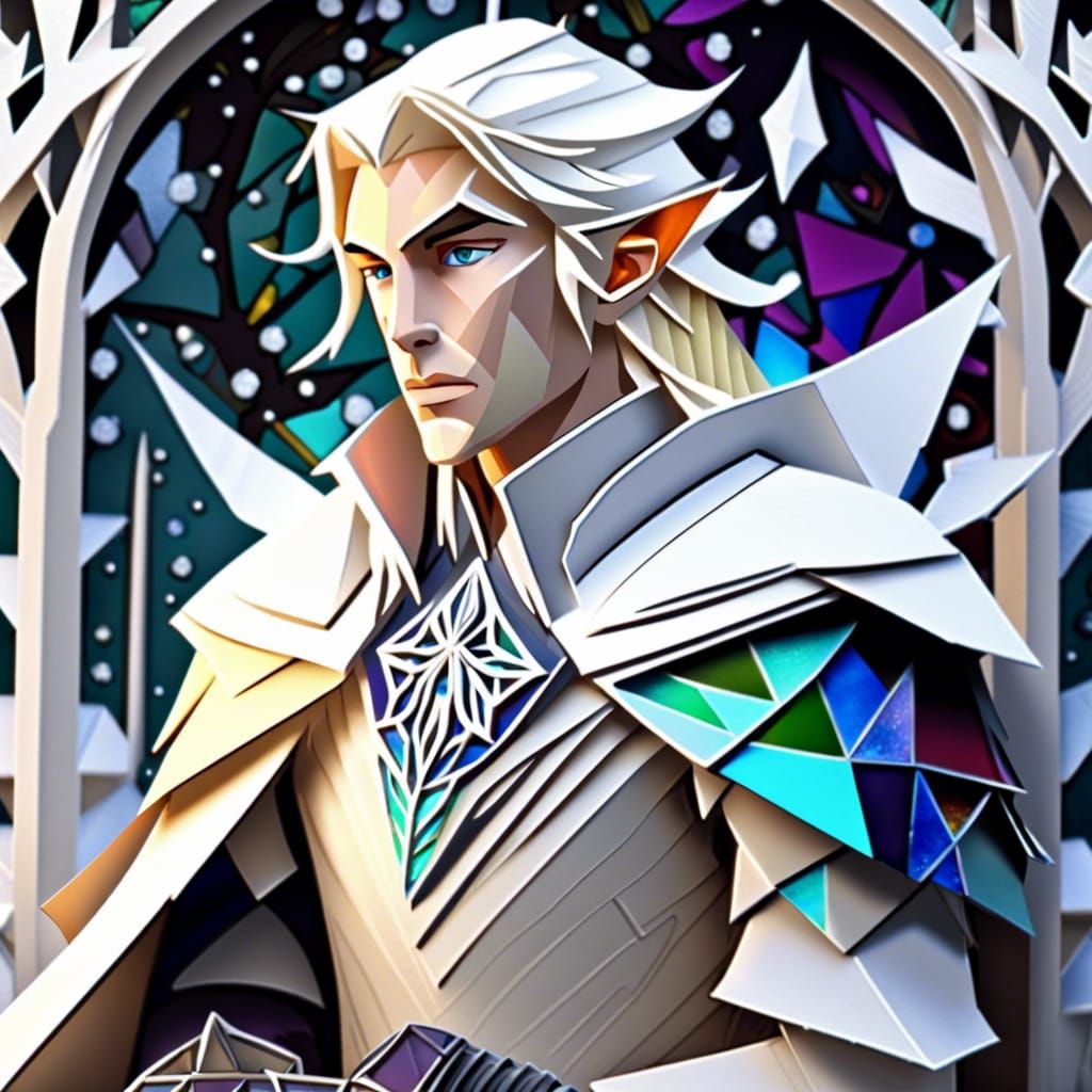 High Elven Hunter in Winter Snow, Origami Papercraft
