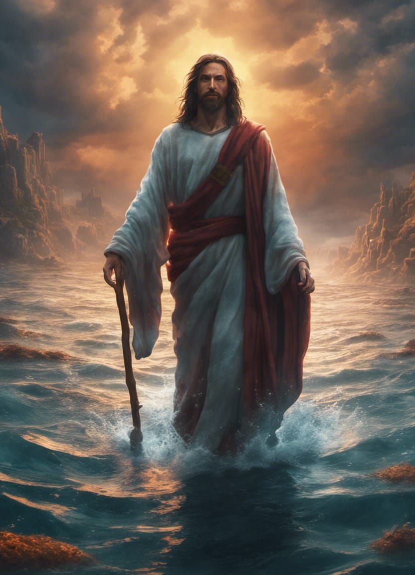 Jesus Walks on Water: Detailed Matte Painting