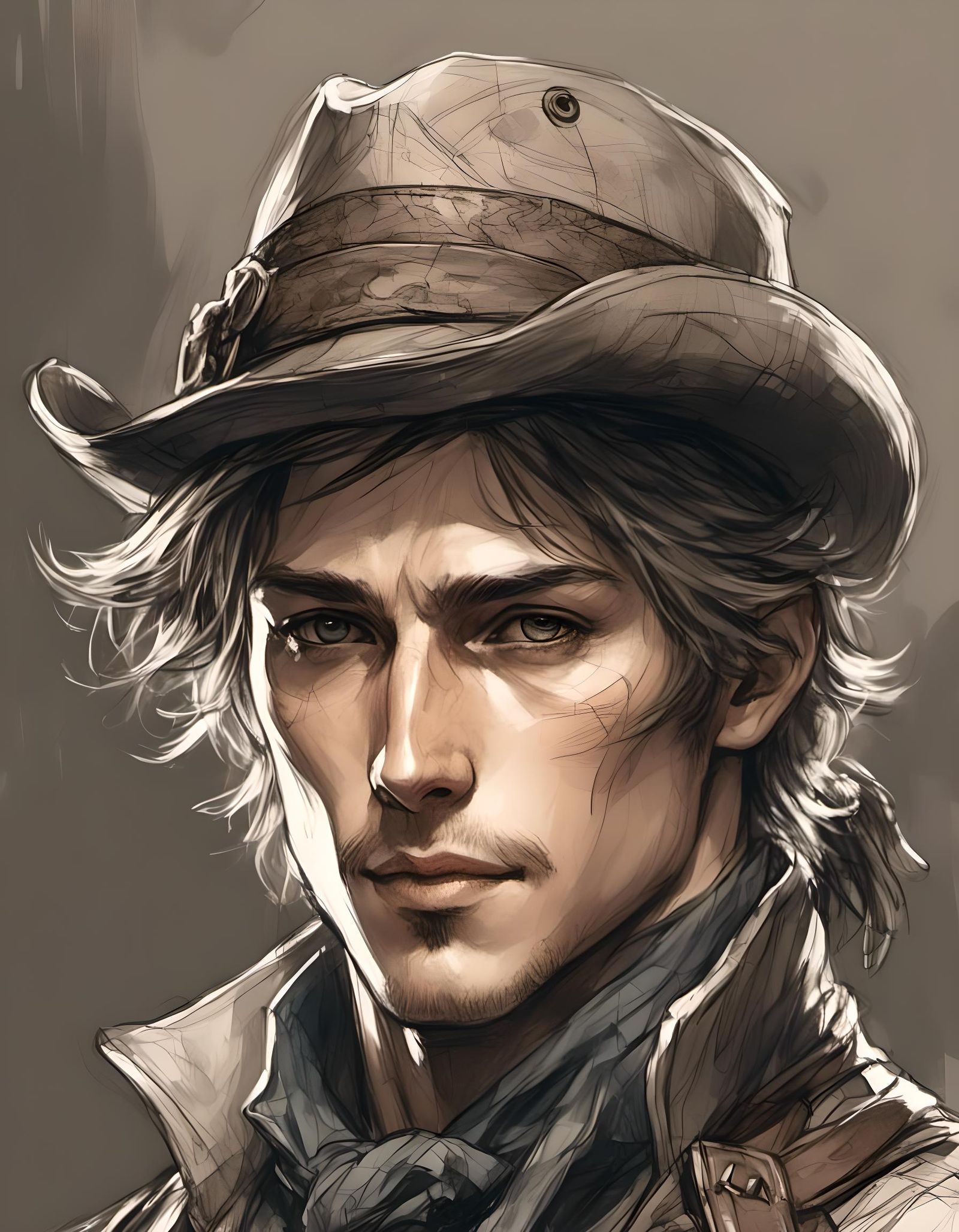 Handsome Hunter Inspired by Bloodborne in Anime Style