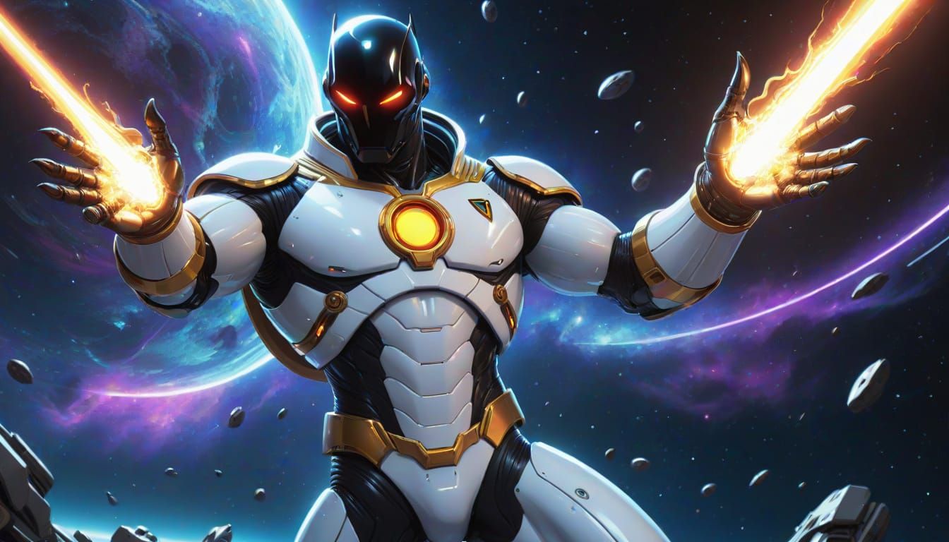 Space Hero vs Alien Robot in Retrofuturistic Comic Art