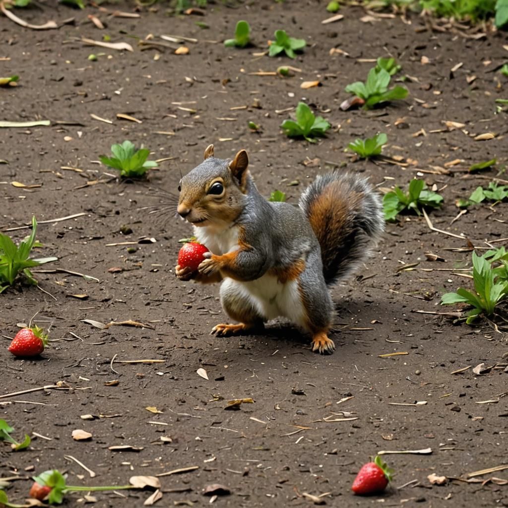 Squirrel and Strawberry Chase Scene