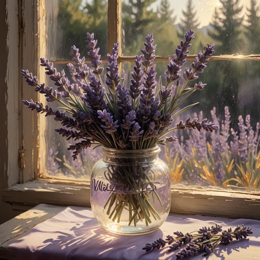 Lavender Still Life in Impressionist Style