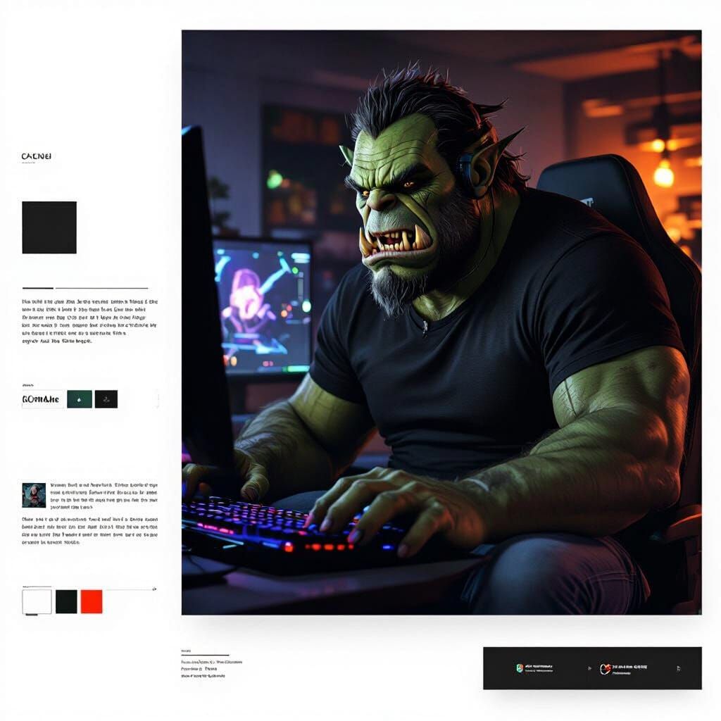 Ogre Gamer in Photorealistic Digital Art Style