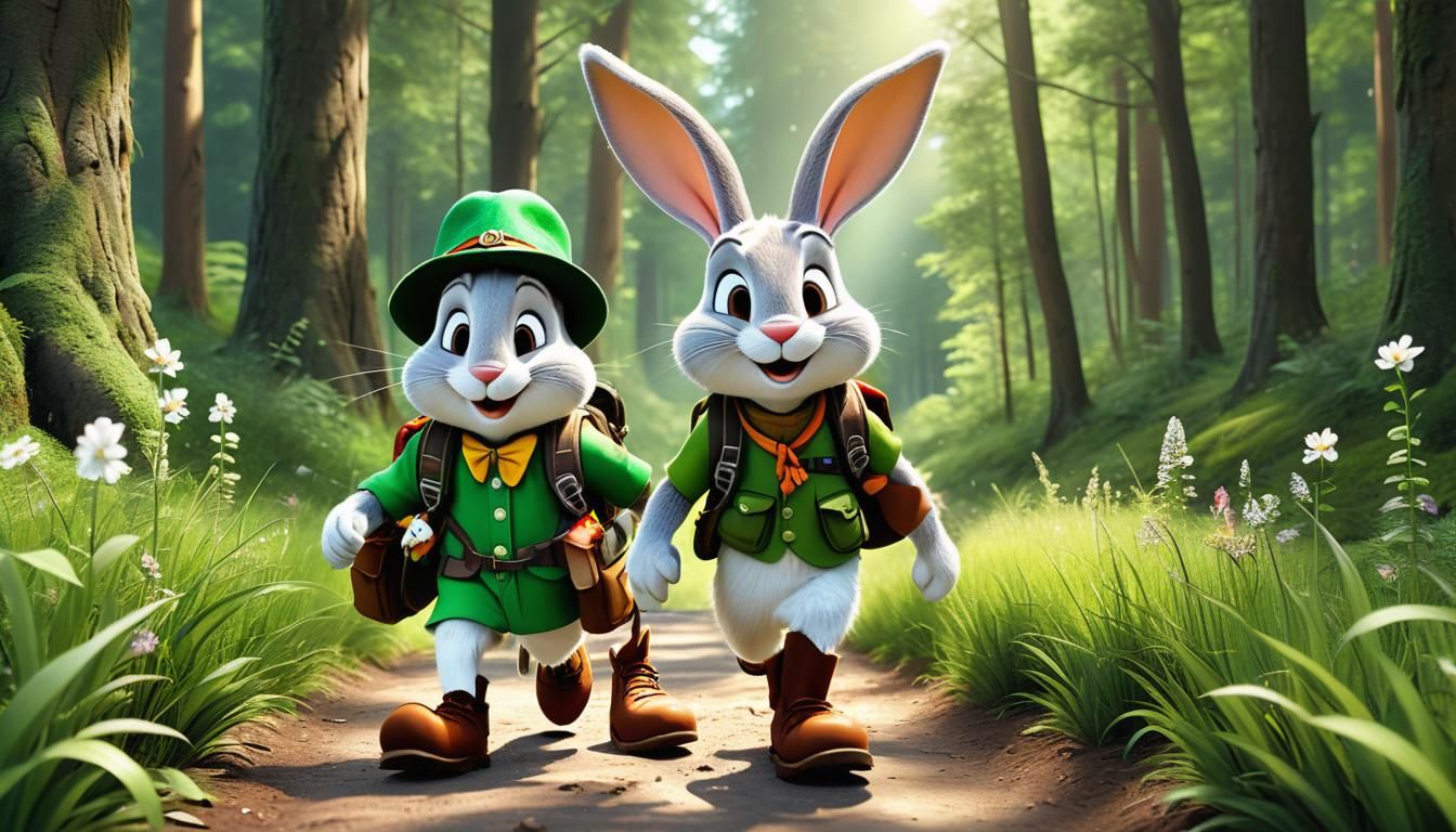 Hyperrealistic 3D Bugs Bunny Portrait in Forest